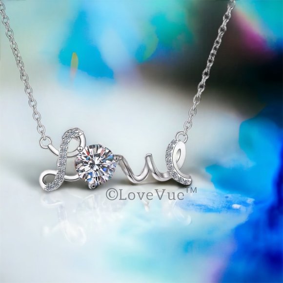 Certified 1ct. t.w. Diamond Moissanite Love Necklace - Picture 4 of 13